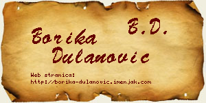 Borika Dulanović vizit kartica